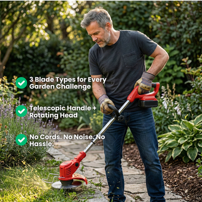 3-in-1 Cordless Power Trimmer with 2 Batteries