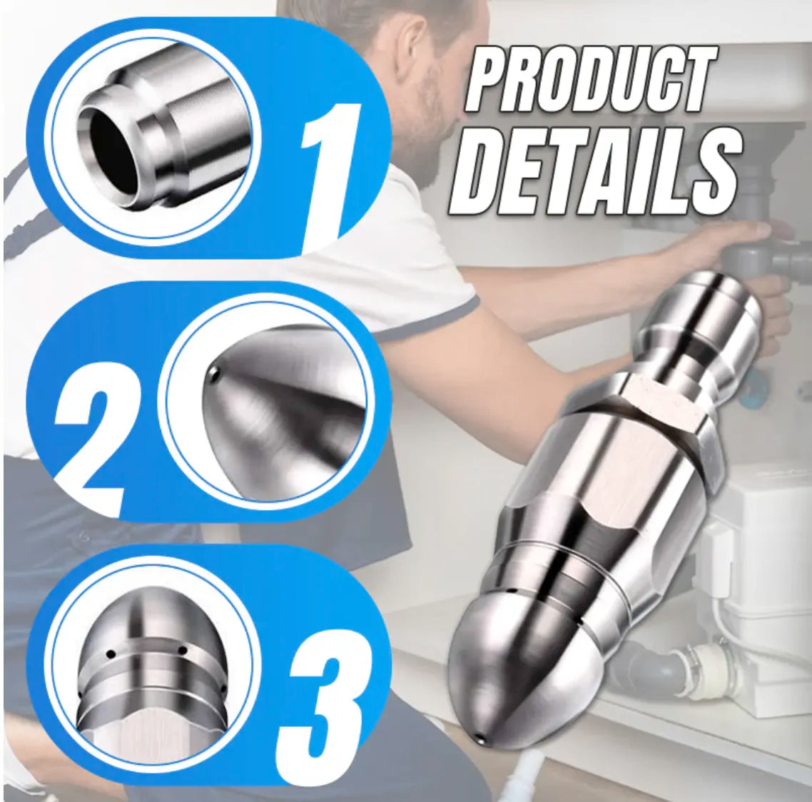 Powerful Pipe Cleaning and Unclogging Nozzle